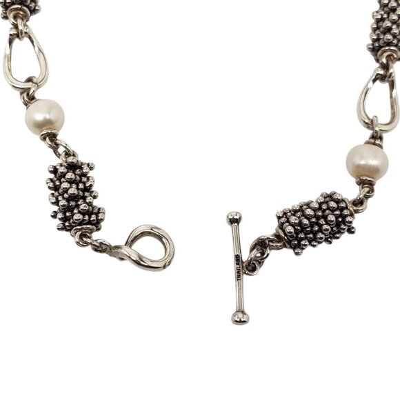 Michael Dawkins Sterling Silver Beaded Pearl Link Necklace #22591 - Picture 3 of 11